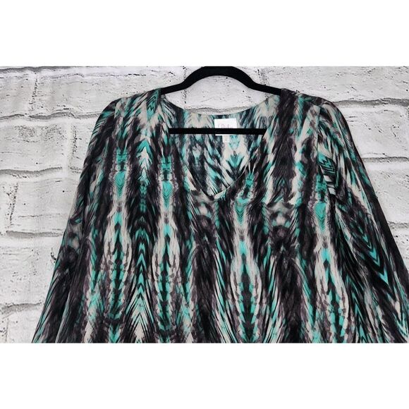 Parker Black Green 100% Silk Layered Women's Small Long-sleeved Shirt blouse - Picture 3 of 7